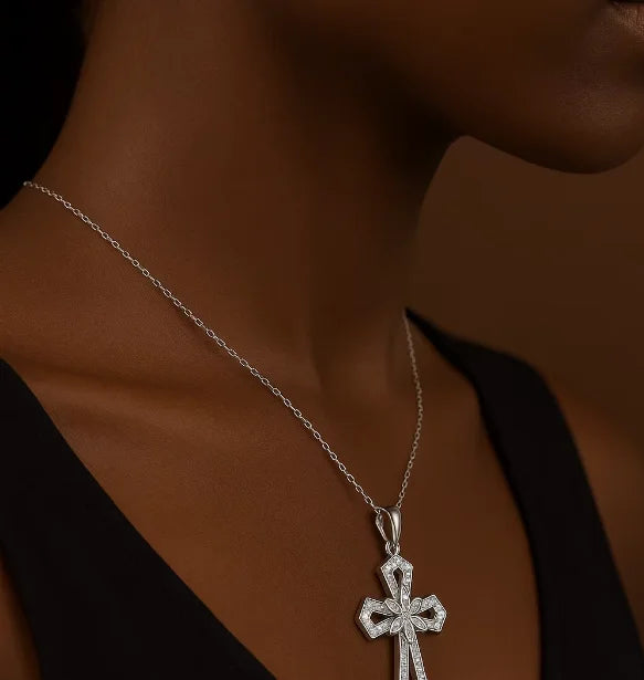 Celestial Flame Cross Necklace