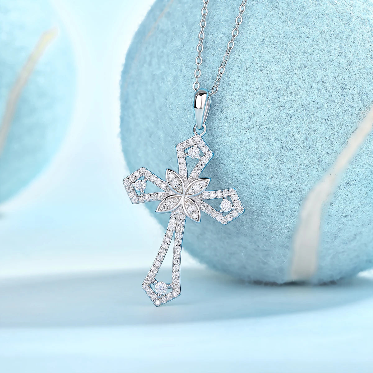 Celestial Flame Cross Necklace