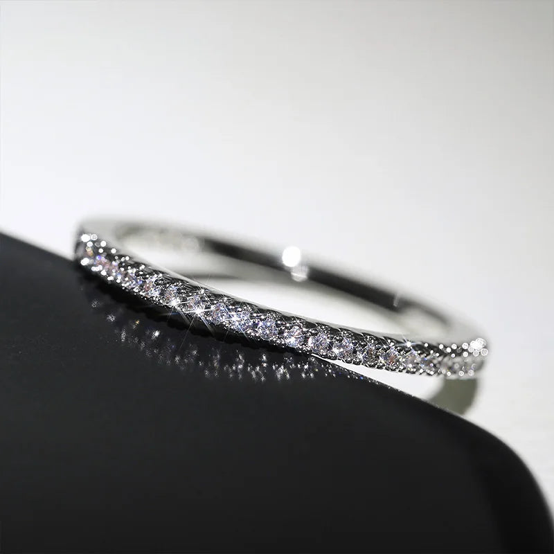 Dainty Sparkling Zircon Stacking Ring – Versatile Wedding Band for Her
