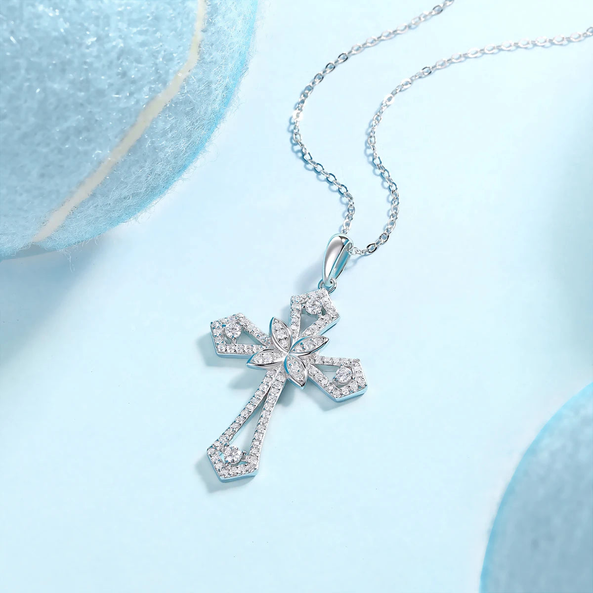 Celestial Flame Cross Necklace