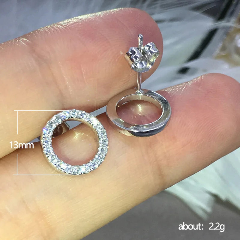 Minimalist Crystal Round Stud Earrings – Sparkling CZ Everyday Jewelry