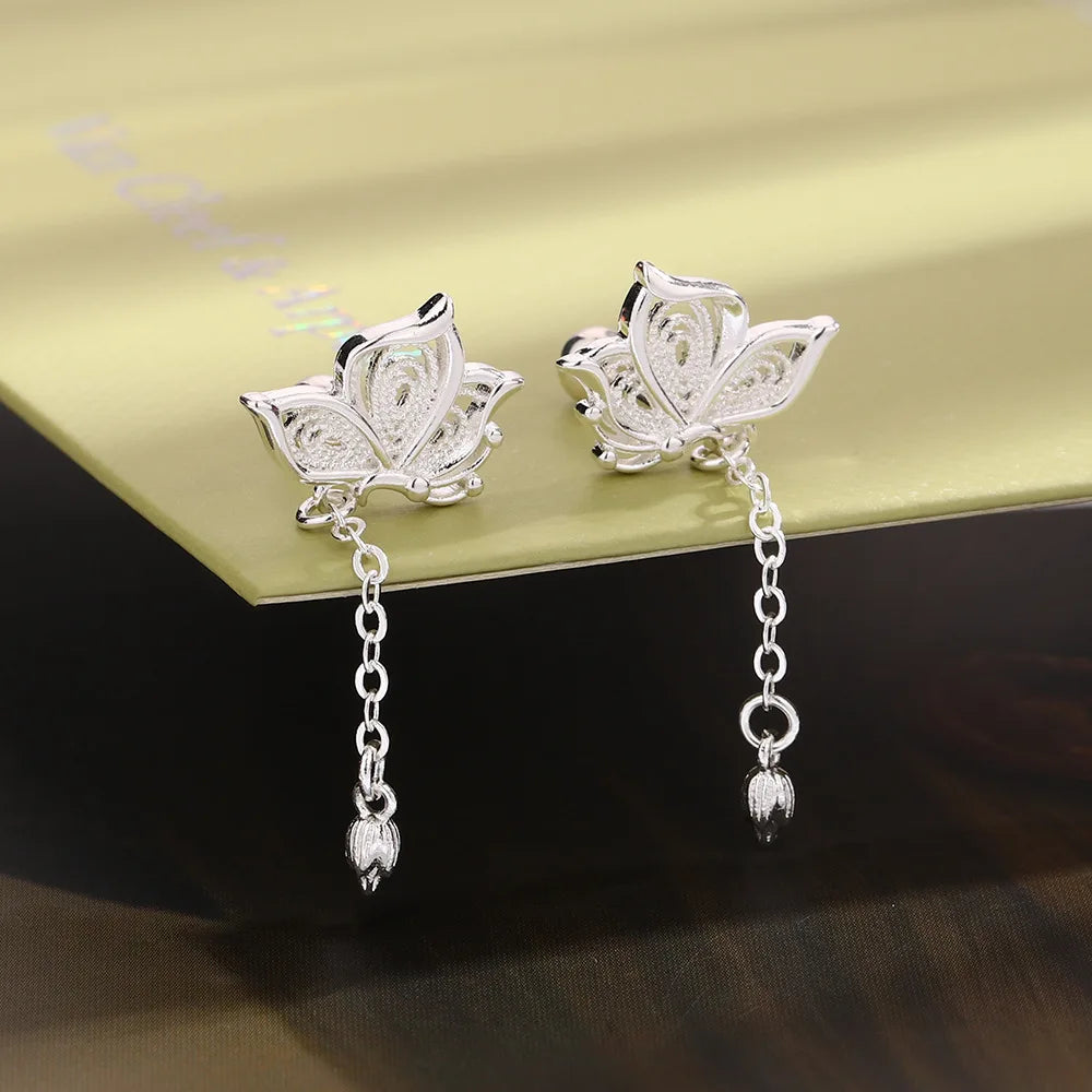 Luxury Butterfly Tassel Stud Earrings