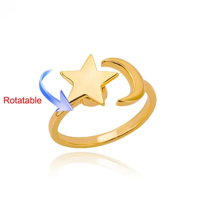 Rotating Four-Leaf Clover Ring — Anti-Stress Pave Zircon Gold Band