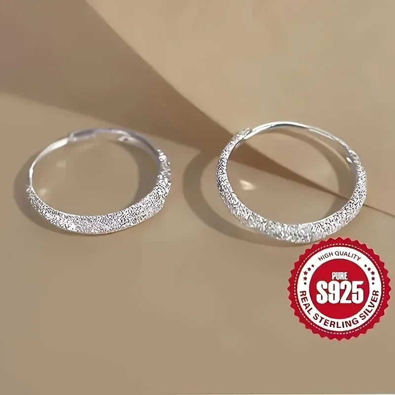 Pure Silver Sparkling Circle Earrings for Women