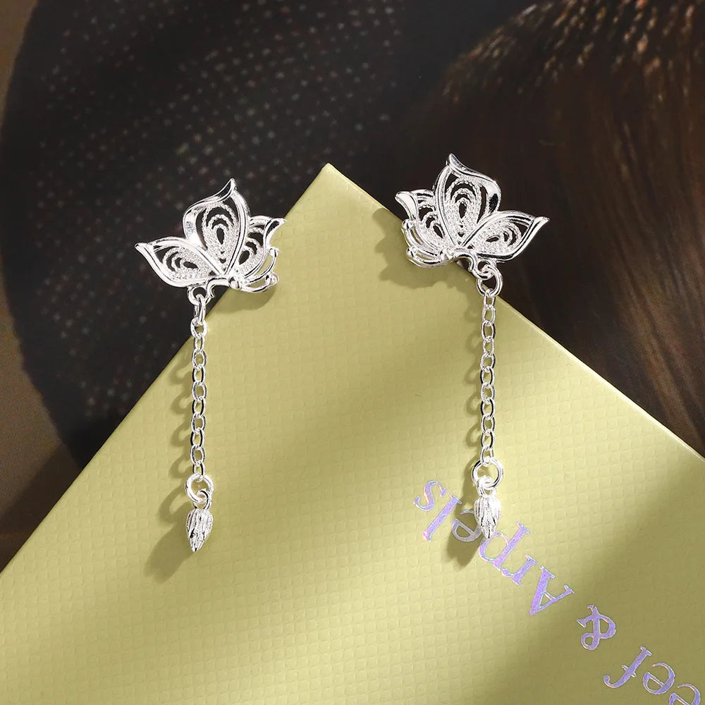 Luxury Butterfly Tassel Stud Earrings