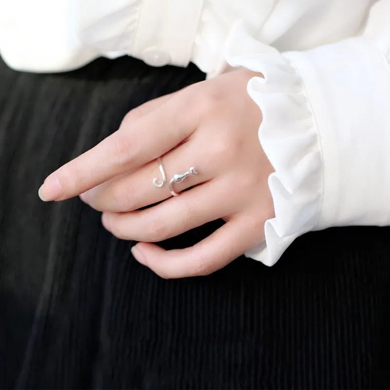 Silver Cat Tail Ring