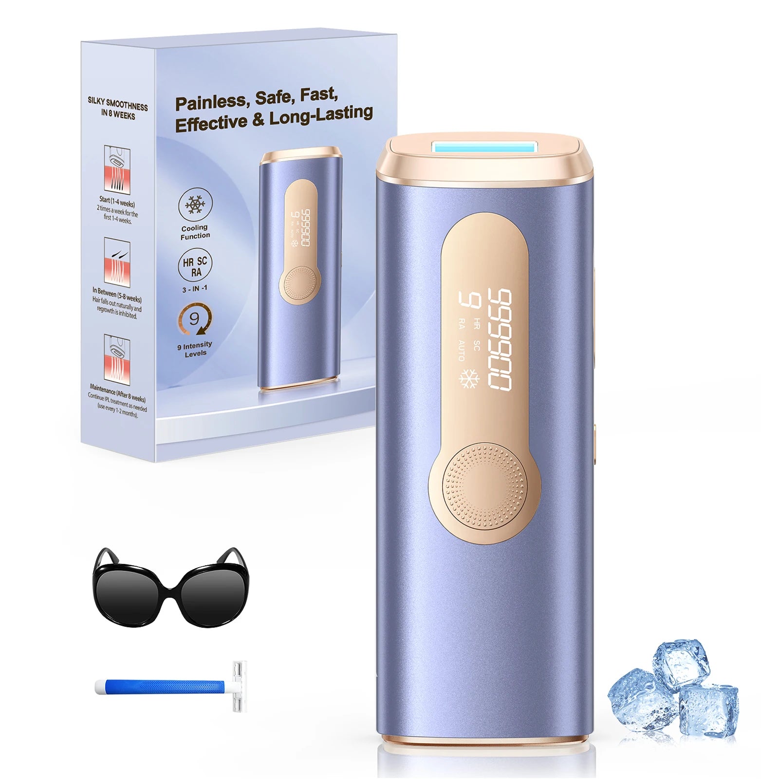IPL Hair Removal Device — Painless Laser for Face, Body & Bikini | 990,000 Flashes