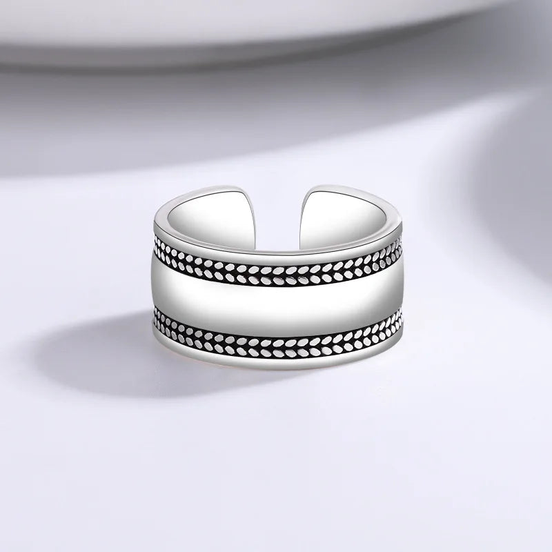 Bold Braided Edge Statement Ring